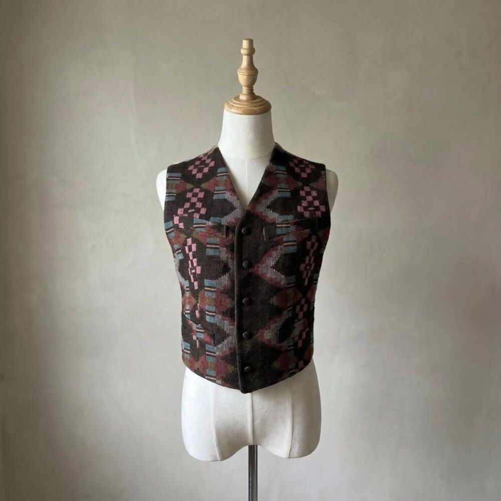 Ralph Lauren Country c. 1990 Tapestry-Weave Waistcoat in Mesa Geometric | S